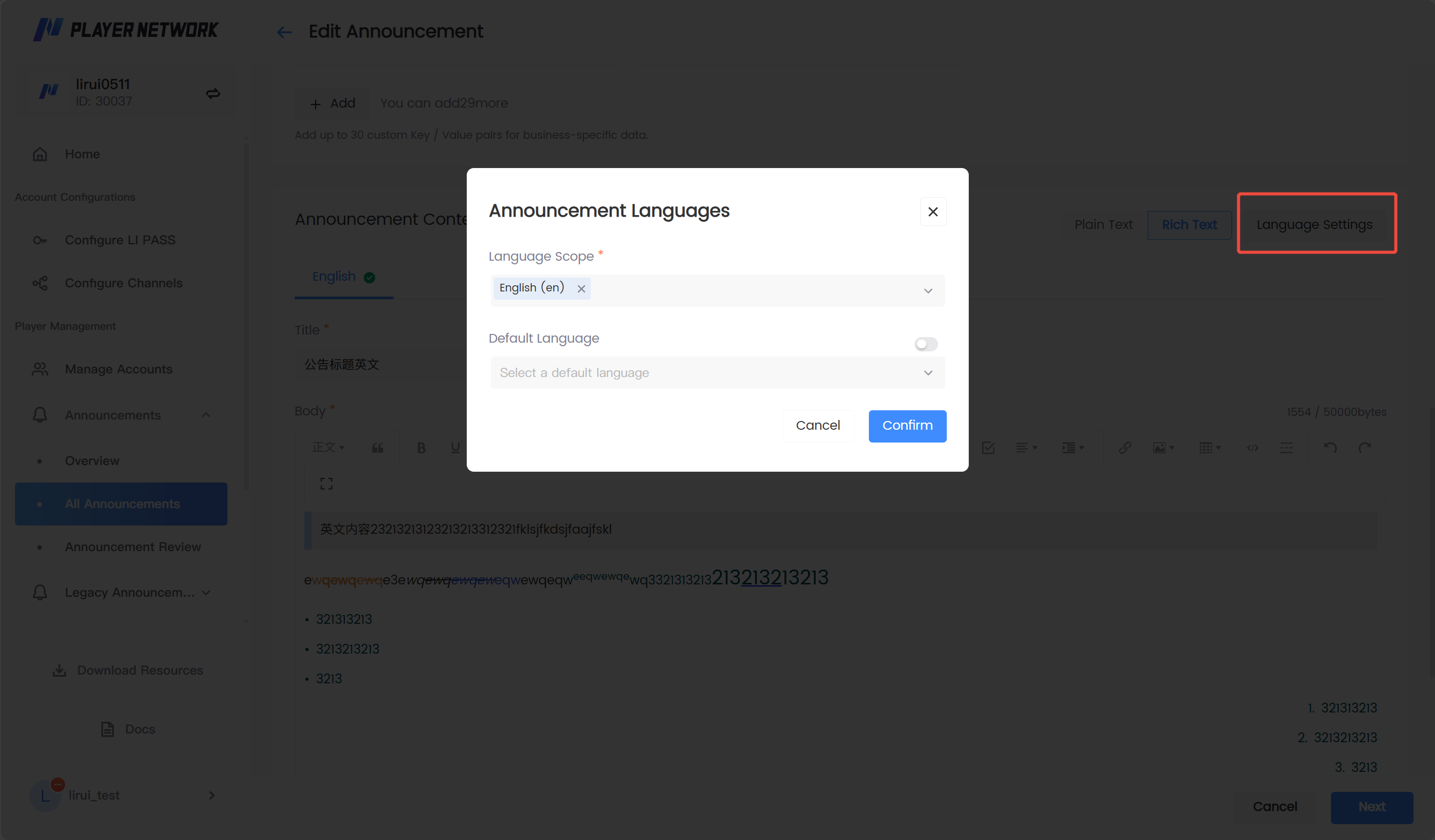 Image: Quick start: Fill in announcement content