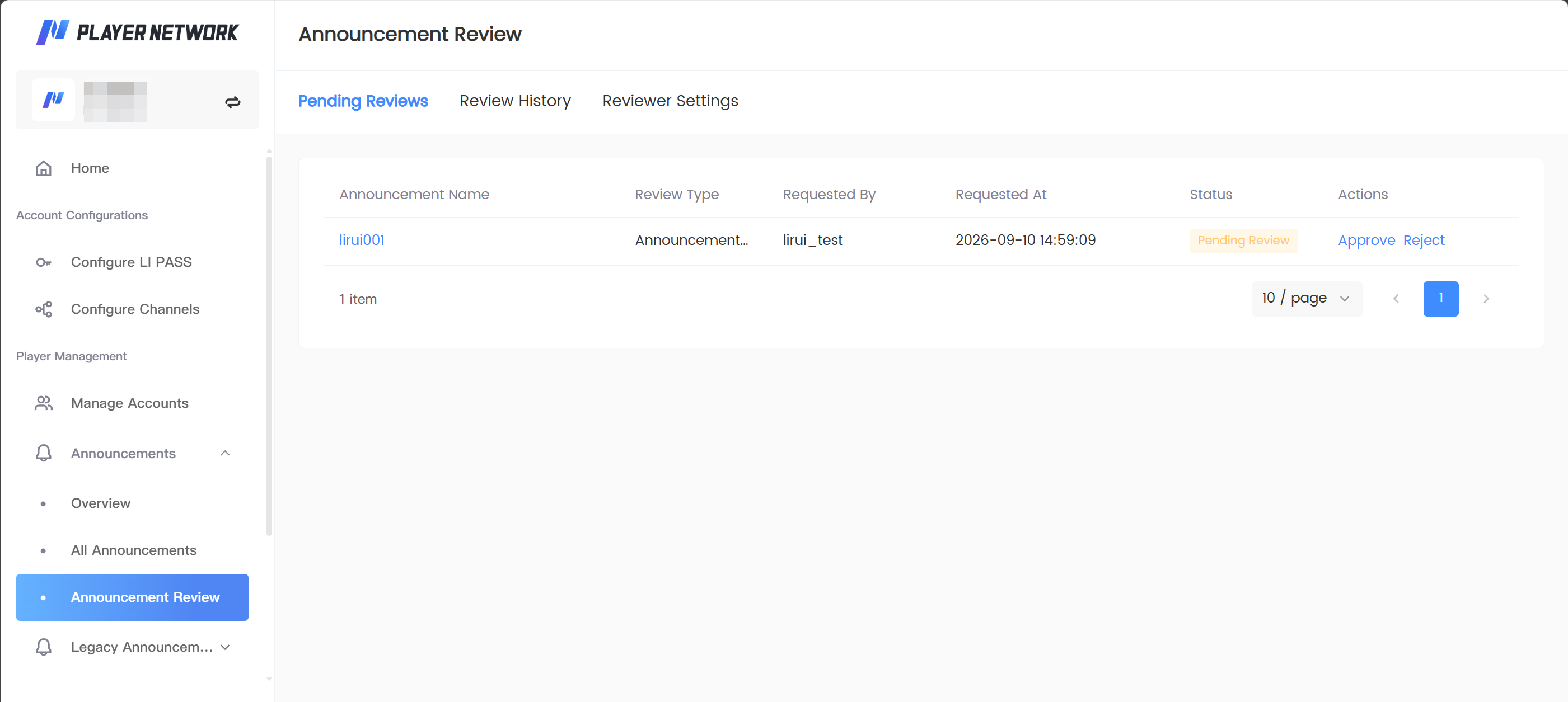 Image: Pending review announcements