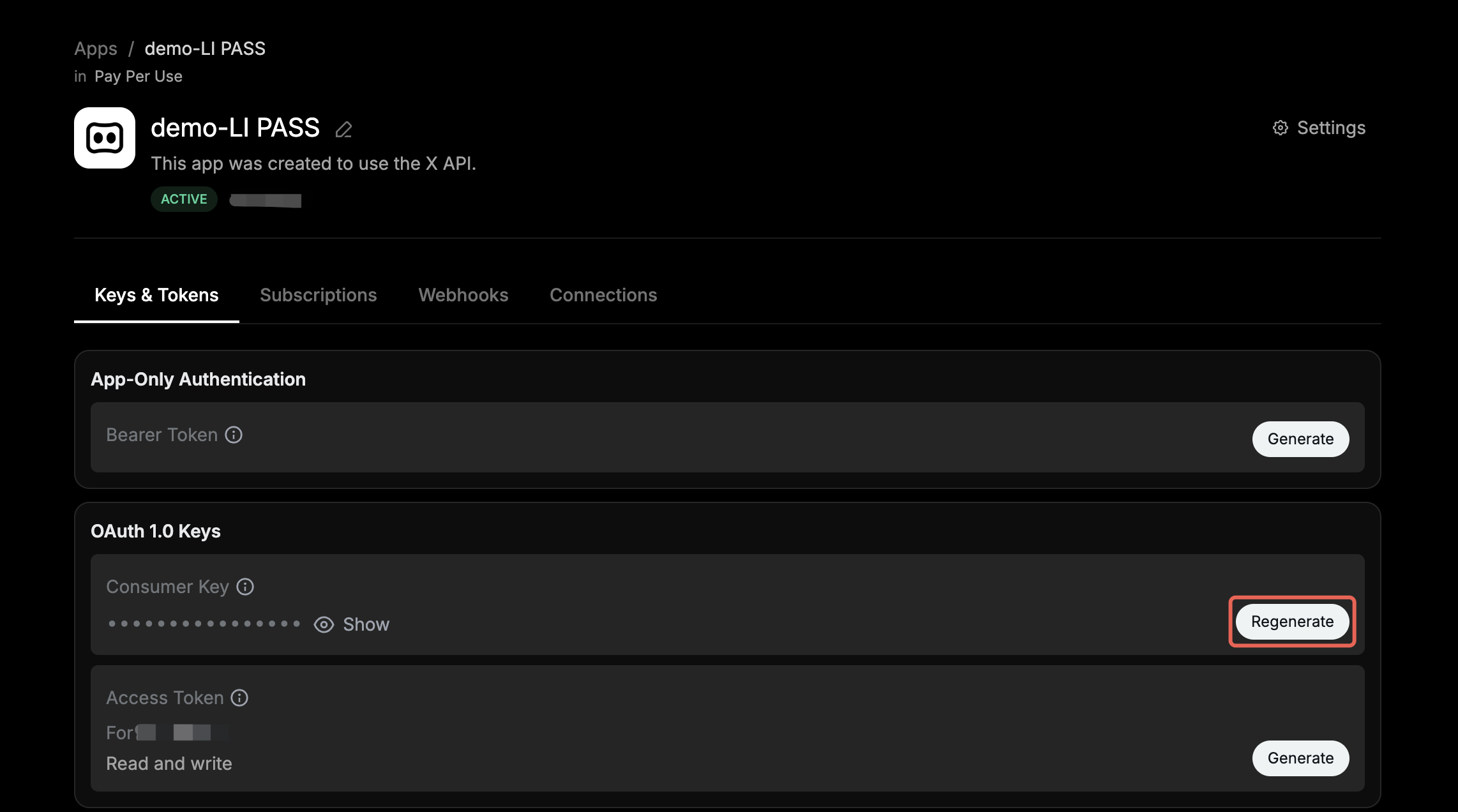 Image: X API key and API secret key