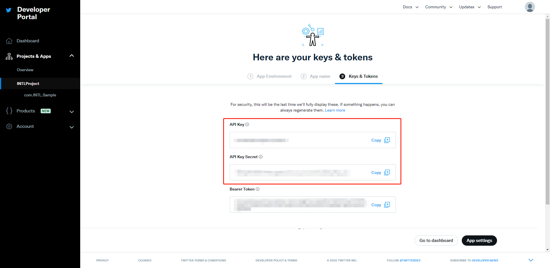 Image: X API key and API secret key