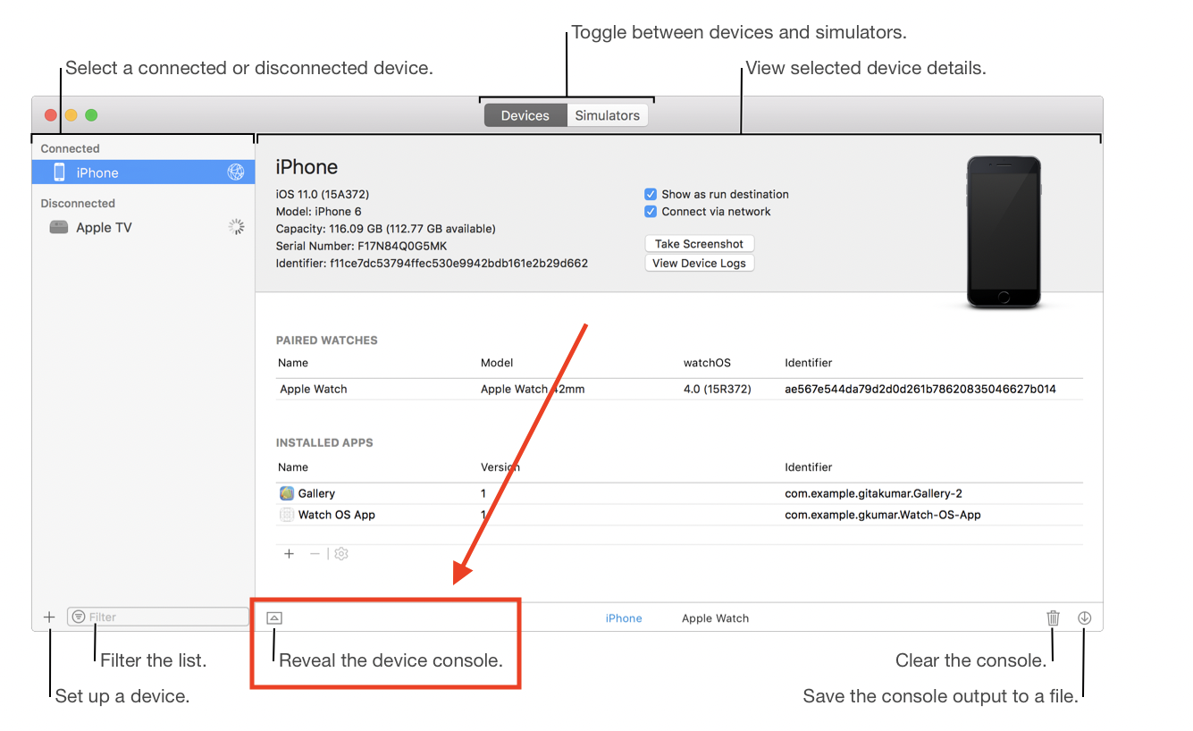 Image: Acquire Logs from Xcode