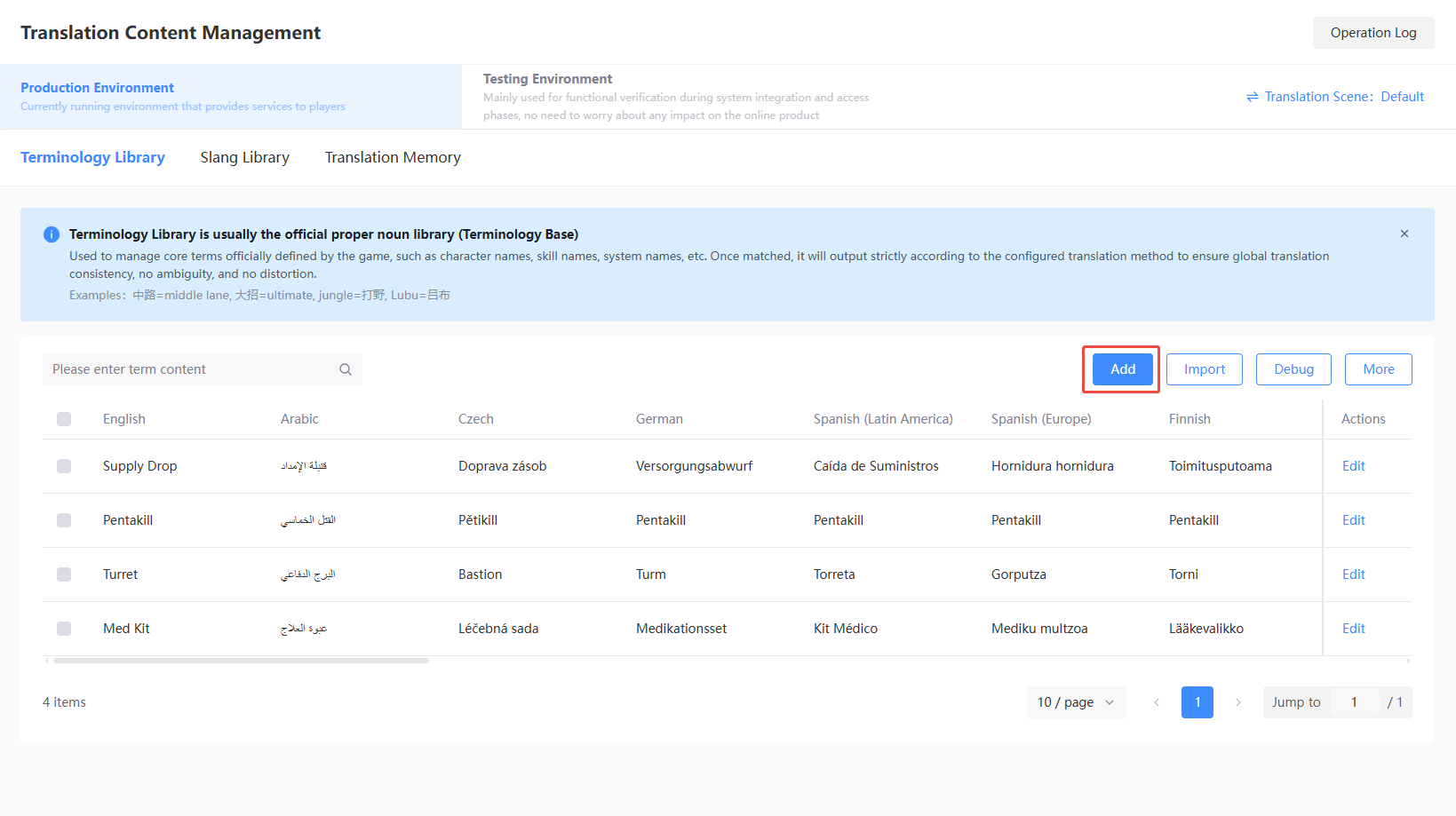 Terminology Library