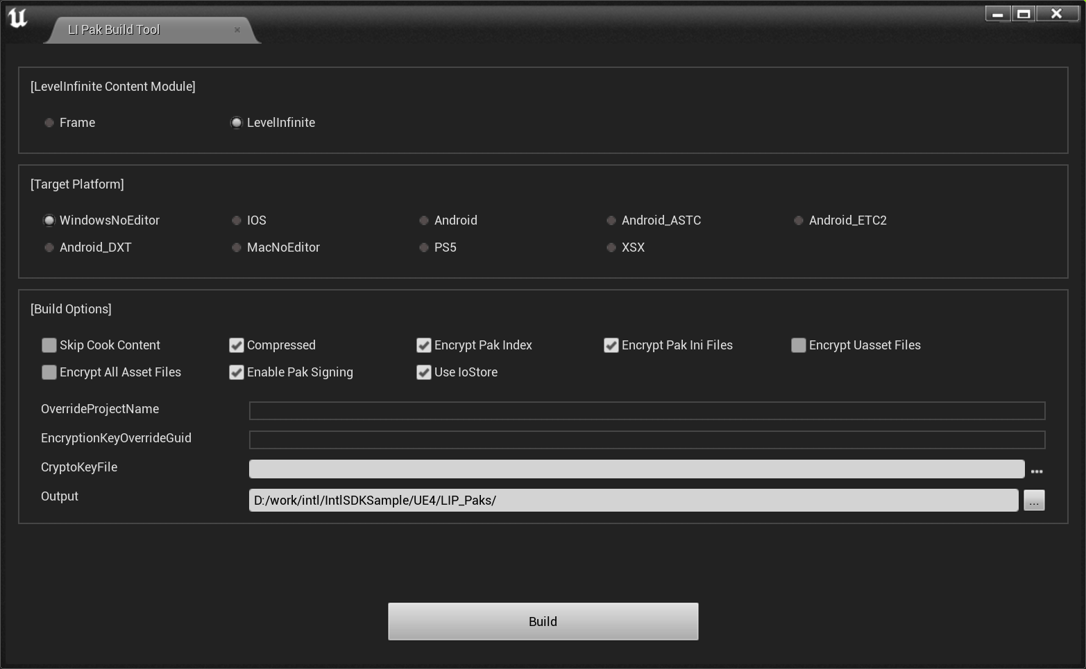Image: Build Tool Interface: