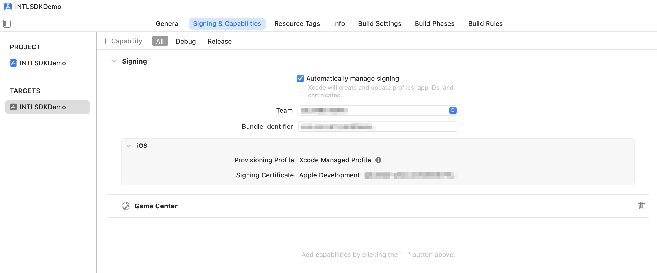 Image：Game Center Xcode
