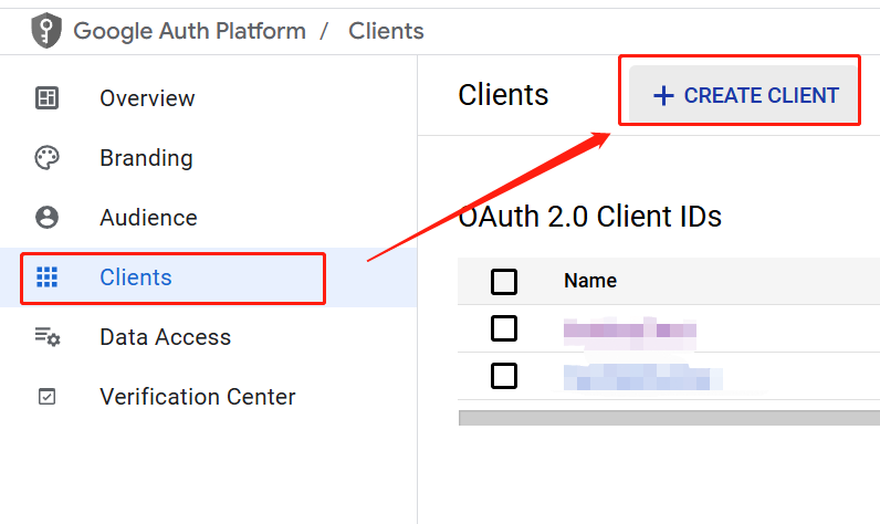 Image, create OAuth clients