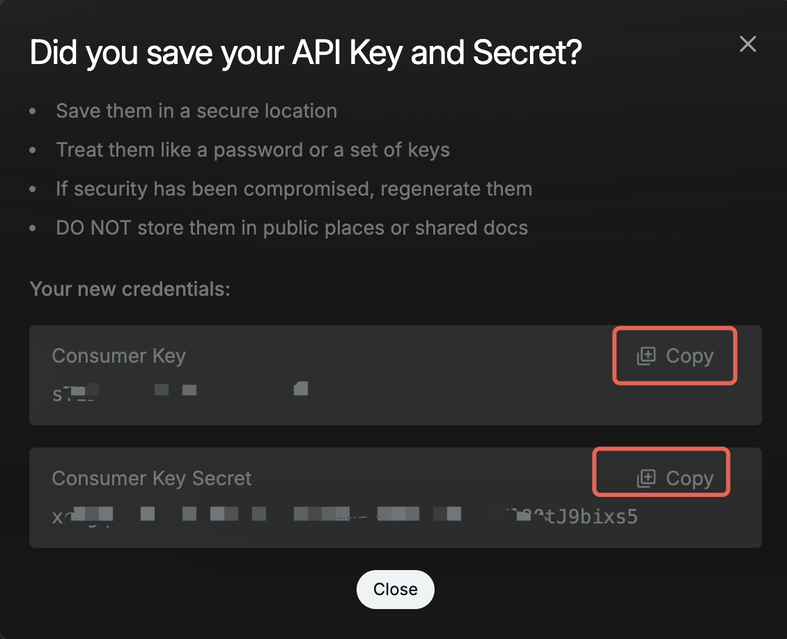 图片:X API key and API secret key